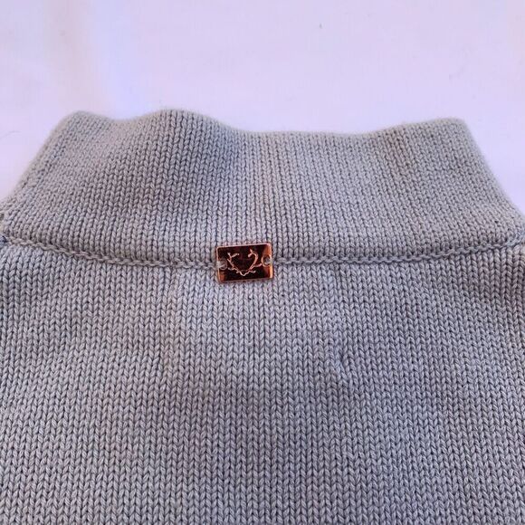 Knitz For Love and Lemons Mon Cheri stripe mock neck sweater Cream Grey Cotton - Picture 12 of 12